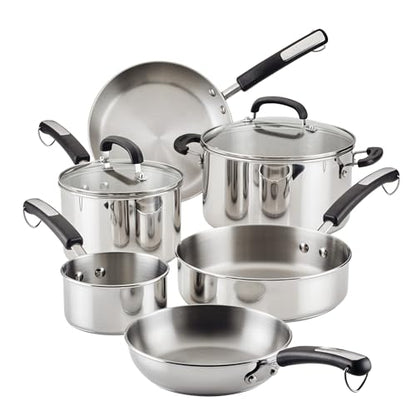 Farberware Brilliance Stainless Steel Cookware Set, 10 Piece Pots and Pans Set