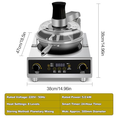 Automatic Commercial Stir Fry Robot, 5kw Electric Auto Stirring Wok, Planetary Mix Cooking Machine With 360° Rotation For Restaurant & Catering