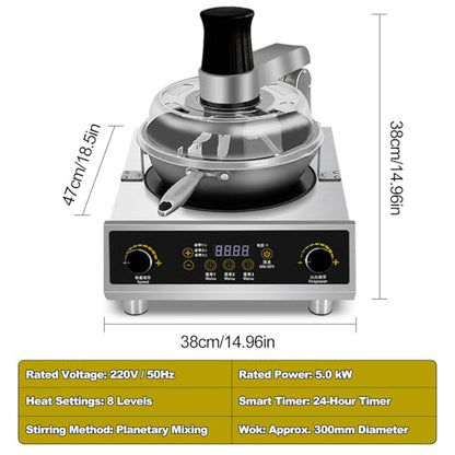 Automatic Commercial Stir Fry Robot, 5kw Electric Auto Stirring Wok, Planetary Mix Cooking Machine With 360° Rotation For Restaurant & Catering