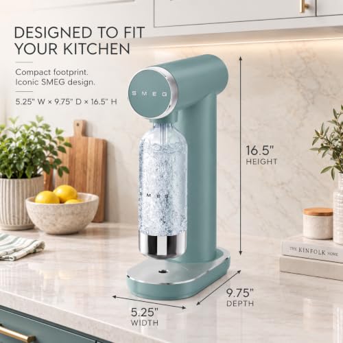 SMEG SKC01 Sparkling Water Maker, Soda Maker with 1L Tritan Renew Bottle