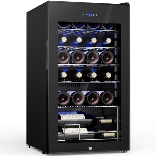 Feelfunn 25 bottle Wine Cooler Refrigerator,Freestanding Wine Fridge,Black