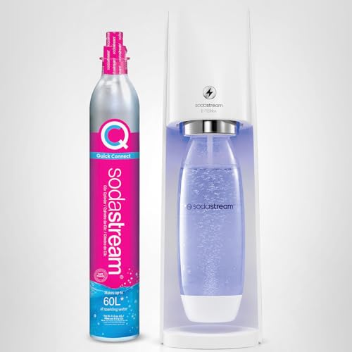 SodaStream E-TERRA Sparkling Water Maker (White) with CO2 and Carbonating Bottle