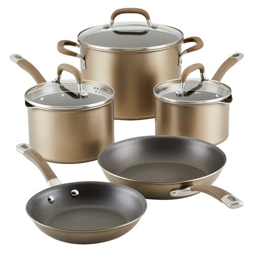Circulon Premier Professional Hard Anodized Nonstick Cookware Induction Pots and Pans Set, 8 Piece - Bronze