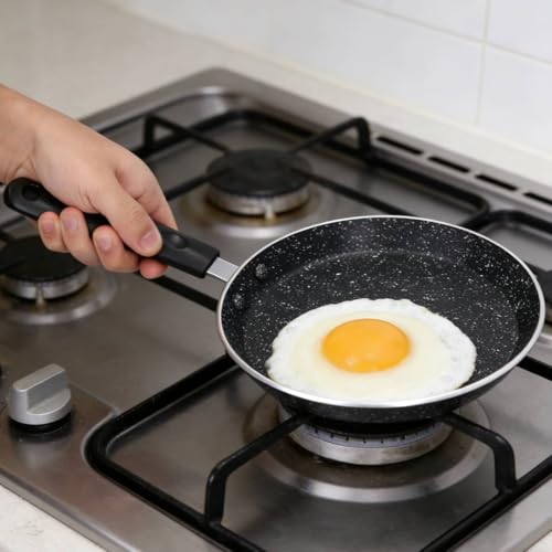 QANYEGN 6 Inch Flat Skillet, Nonstick Crepe Pan, Frying Pan Skillet, Omelette Pan for Camping Indoor and Outdoor Cooking (Black)