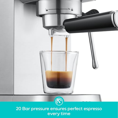 CASABREWS CM5418ECO Espresso Machine 20 Bar, PFAS-Free Espresso Maker with Steam Wand, Stainless Steel Coffee Machine with 34oz Removable Water Tank for Cappuccino, Small Latte Machine, Silver