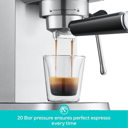 CASABREWS CM5418ECO Espresso Machine 20 Bar, PFAS-Free Espresso Maker with Steam Wand, Stainless Steel Coffee Machine with 34oz Removable Water Tank for Cappuccino, Small Latte Machine, Silver