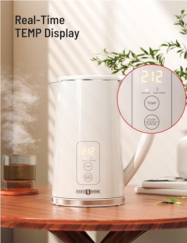 Electric Kettle Temperature Control, 1.7L Large Electric Tea Kettle, 4H Keep Warm Hot Water Boiler with 6 Presets, LED Screen Electric Kettles for Boiling Water, Boil-Dry Protection, BPA Free