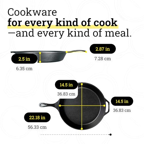 Lodge Seasoned Cast Iron Skillet 15 Inches - Frying Pan for the Stove, Grill or Campfire - Cooks Evenly - Features Easy-Grip Teardrop Handle - Non-Toxic, Nonstick & Long-Lasting