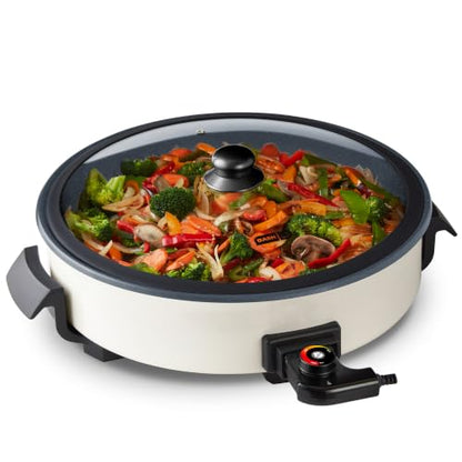 DASH Family Size Electric Skillet with Lid, 6-Quart Ceramic, Cream