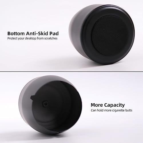 Ashtray with Lid for Cigarette, Stainless Steel Smokeless Odorless Windproof Ashtrays for Home Office Tabletop Outside Patio Outdoor Balcony(3.54"x3.0"x3.38")