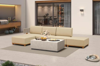 PURPLE LEAF Patio Furniture Set Modular L-Shaped 5 PCS Sofa, 2 Ottomans