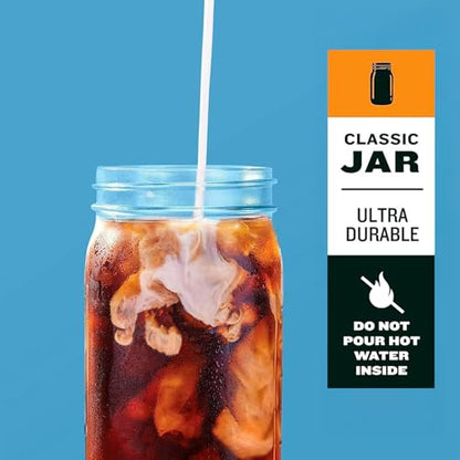 County Line Kitchen 64 oz Glass Cold Brew Coffee Maker with Leak-Proof Lid, Wide Mouth Mason Jar - Iced Coffee and Tea Pitcher - Black