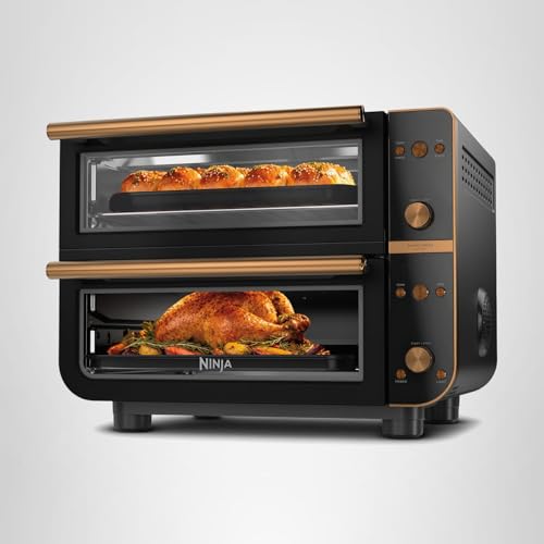 Ninja Double Oven Pro Smart XL Countertop Oven & Air Fryer | 30.2 Qt Capacity |12-in-1 Versatility with Smart Finish & DualZone Tech to Cook 2 Meals at Once | Fit up to 4.5lb Chicken | Onyx | DCT801BK