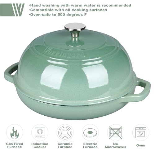 VORRINGARD Enameled Cast Iron Dutch Oven Pot with Lid, Bread Oven for Sourdough Bread Baking, Dutch Ovens with Bread Proofing Basket& Baking Supplies Set, 6 Quart, Sage Green