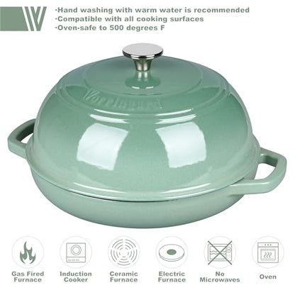 VORRINGARD Enameled Cast Iron Dutch Oven Pot with Lid, Bread Oven for Sourdough Bread Baking, Dutch Ovens with Bread Proofing Basket& Baking Supplies Set, 6 Quart, Sage Green