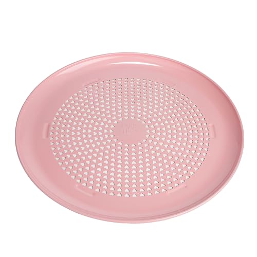 Paris Hilton Pizza Crisper with Heart Cut Outs, Heavy Duty Carbon Steel Baking Pan features Premium Nonstick Coating Made Without PFAS & PFOA, 15.75-Inch, Pink