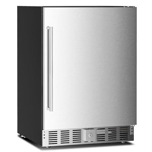 Antarctic Star 24 Inch Outdoor Beverage Refrigerator, 180 Can Stainless Steel Mini Fridge, Undercounter Built-in or Freestanding, Fast Cooling Low Noise Wine Cooler for Home Patio, 32-50°F