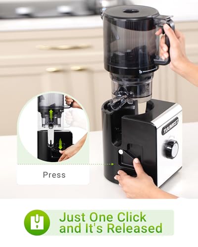 Cold Press Juicer Machine, 6.5" Large Feed Chute Masticating Extractor, Easy to Clean for Whole Fruits & Vegetables, High Yield