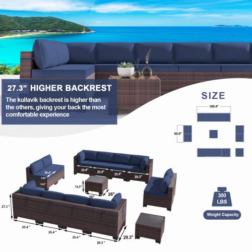 Kullavik 14 Piece Patio Furniture Set, Outdoor Wicker Sectional Sofa