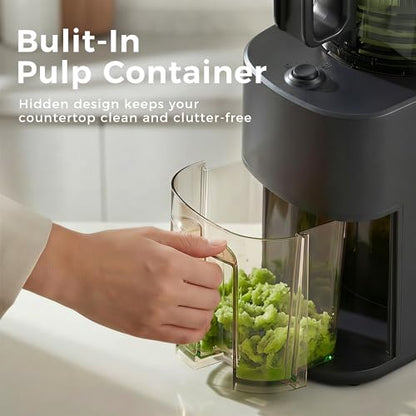 Cold Press Juicer, 5.5inch Wide Feed Chute Juicer Machine, Slow Masticating Juicer for Whole Vegetables & Fruits, Gray