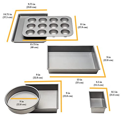 Chicago Metallic Commercial II Non-Stick 6-Piece Bakeware Set, Silver