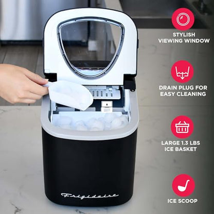 FRIGIDAIRE EFIC128AMZBLK Compact Countertop Ice Maker, 26 lb per Day, Black