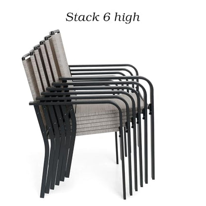 Anmutig 5 Piece Patio Dining Set, Outdoor Stackable Chairs and 35" Square Metal Patio Table with 1.57" Umbrella Hole for Garden Backyard Deck, Red