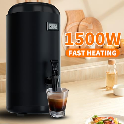 Hijolla Insulated Beverage Dispenser with Heating Drink Dispenser, Electric Heating Beverage Dispenser-75 Cup Hot&Cold water Urn, Hot Drink Beverage-Stainless Steel Hot Drink Dispenser 12 L/3.2 Gallon