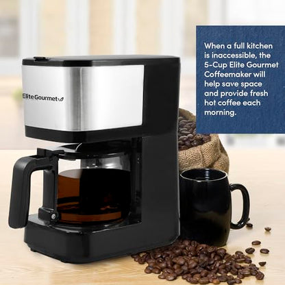 Elite Gourmet EHC9420 Automatic 5-Cup Drip Coffee Maker, Pause N Serve