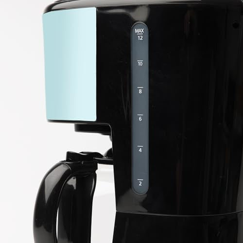 HADEN Coffee Machine, 12 Cup Programmable Drip Coffee Maker with Auto Shut-Off Function and Reusable Washable Water Filter, Turquoise & Chrome