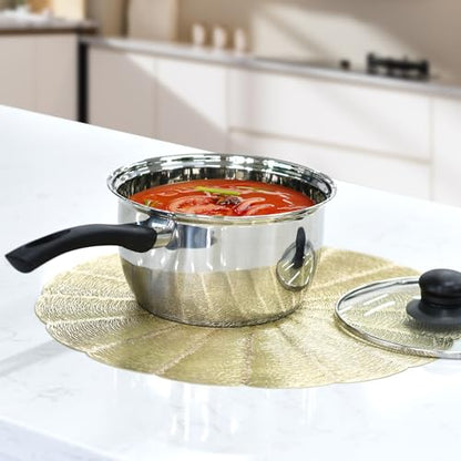 Stainless Steel Pot Set with Lid 6pcs,Sauce Pans 1QT & 2QT & 3QT Set,Triply Bottom Stainless Steel Pot Set