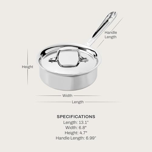 All-Clad D3® Stainless Steel 1 Quart Sauce Pan Covered- Made in the USA- The Original Bonded Professional Cookware- Oven Safe & Induction Compatible
