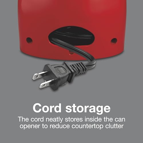 Proctor Silex Power Electric Automatic Can Opener for Kitchen with Knife Sharpener, Twist-off Easy-Clean Lever, Cord Storage, Red (75226)