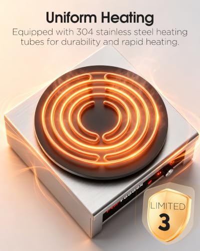Popfoodex Commercial Crepe Maker - Independent Temperature Control, 1500W Electric Crepe Machine, 16 Inch Pancake Making Machine w/Nonstick Stainless Steel Plate, for Commercial Kitchen Use