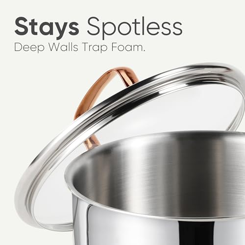 CAROTE 8 Qt Tri-Ply Stainless Steel Stockpot, Non-Toxic Stock Pot with Lid, Soup Pot for Pasta, Even Heating, Oven Safe, Induction, Ceramic and Gas Cooktops Compatible, Sliver, Mothers Day Gifts