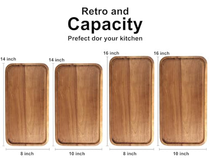 16" x 10" Rectangle Serving Trays Wooden Charcuterie Boards Rectangular Large Serving Platters for Cookie, Snack, Appetizer, Dessert, Party Food Dish Acacia Wood Kitchen Platter Tray Cheese Board