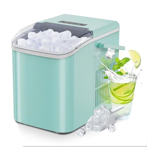 OLIXIS Ice Maker Machine with Handle,26lbs in 24 Hours, Portable Ice Maker