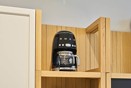 Smeg 50's Retro Style Aesthetic Drip Coffee Machine with 10 Cup Glass Carafe, Auto Start Feature, Keep Warm Plate, and Two Coffee Strength Settings (Black)