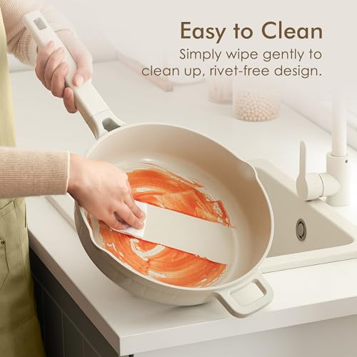 SENSARTE Ceramic Cookware Set Non-toxic 14 Pcs, Nonstick Pots and Pans Set, Dishwasher Safe Induction Cookware, Healthy Kitchen Cooking Set, PFOA/PFAS/PTFE Free