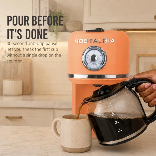Nostalgia Classic Retro 10 Cup Coffee Maker, Orange