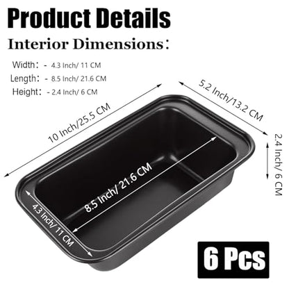 QTLCOHD 6 Pack 8" x 4" Bread Loaf Pan for Baking Homemade Bread, Non Stick Carbon Steel Loaf Pans