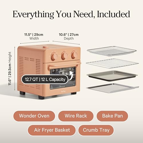 Our Place Wonder Oven | 6-in-1 Stainless Steel Air Fryer Toaster Oven Combo with Basket, Rack, Pan & Tray | Compact 13 QT Countertop Capacity - Toast, Roast, Bake, Reheat, Broil & Steam | Spice
