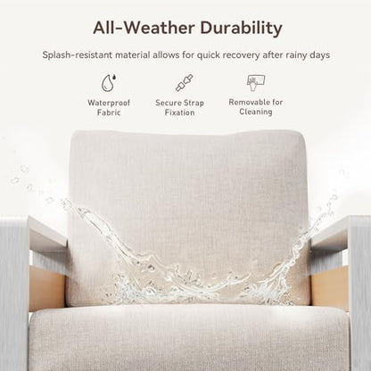 Aoxun Aluminum Patio Furniture Set, 4 Seats Luxury Metal Patio Conversation Sets with Coffee Table, Thick Cushions and Waterproof Cover, Sectional Outdoor Furniture Set for Backyard/Poolside, Beige