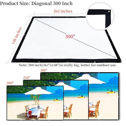 300 Inch Projector Screen Portable Outdoor Movie Screen, YF2009SZ Big Size Folding HD Projection Screen 16:9 for Home Theater/Office/Camping/Party