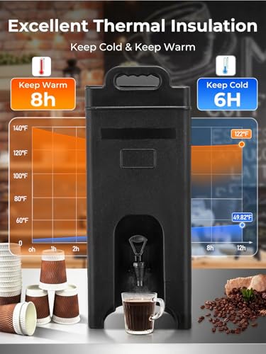 Insulated Beverage Dispenser 5 Gal, Commercial Hot/Cold Drink Dispenser
