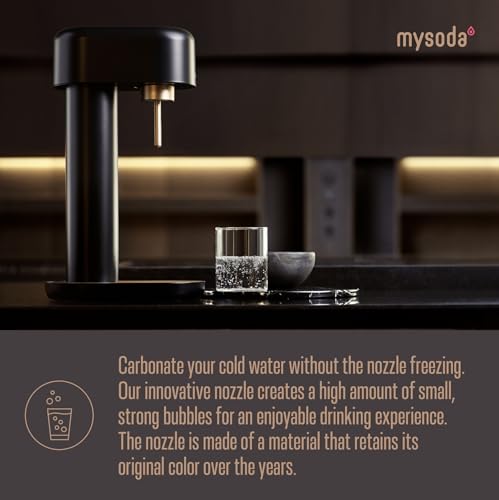 Mysoda Ruby 2 Sparkling Water Maker - Silent and Long-Lasting Aluminium Soda Maker with 1L Water Bottle - Without CO2 Cylinder - Black Copper
