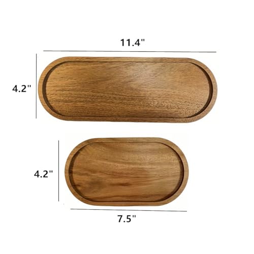 Oval Wood Serving Trays Set, Large Natural Wooden Serving Platters, Charcuterie Plates Board Snack Dessert Appetizer Serving Tray for Bread Cheese, Food Fruit Dishes, Kitchen Home Decor (2 Pack)