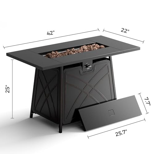 BALI OUTDOORS Propane Fire Pit Patio Outdoor Fire Pit Table Large Firepits for Outside Black