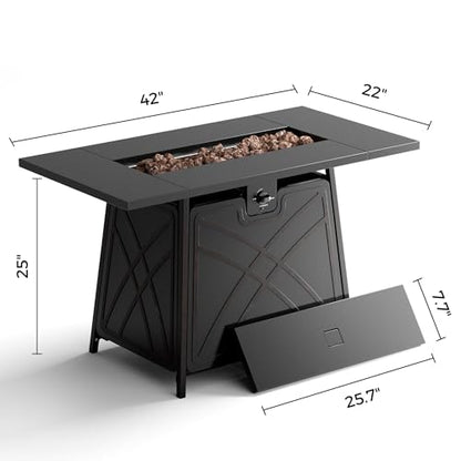 BALI OUTDOORS Propane Fire Pit Patio Outdoor Fire Pit Table Large Firepits for Outside Black