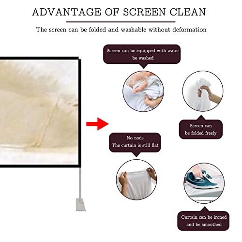 Portable Projector Screen Stand Outdoor: Movie Projection Screen 80 inch 4K HD16:9 Outside Screen with Carry Bag for Home Theater Backyard Cinema Travel Foldable Anti Crease